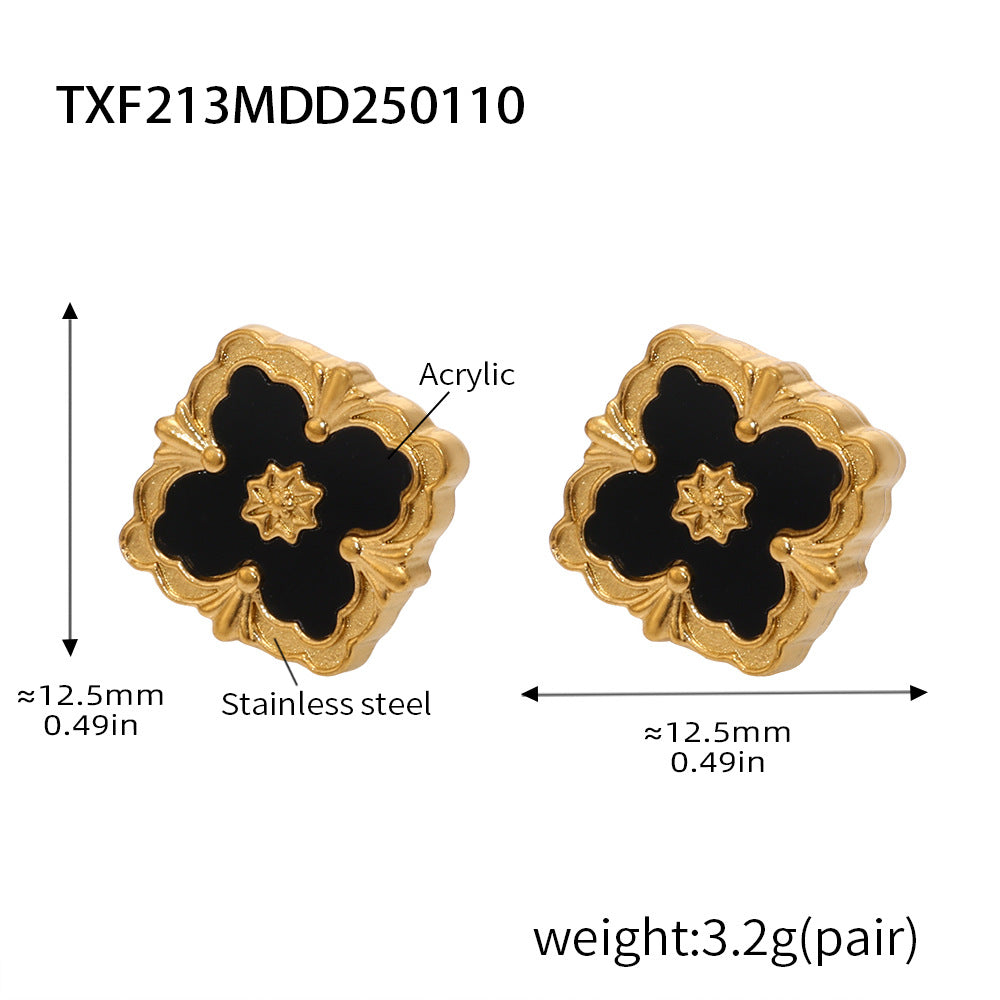 Diamond Four-Leaf Flower Jewelry Set