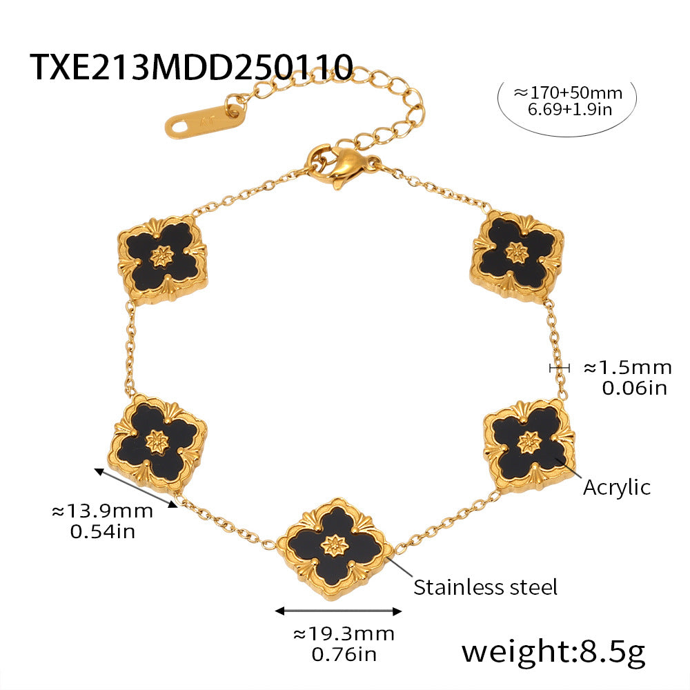 Diamond Four-Leaf Flower Jewelry Set